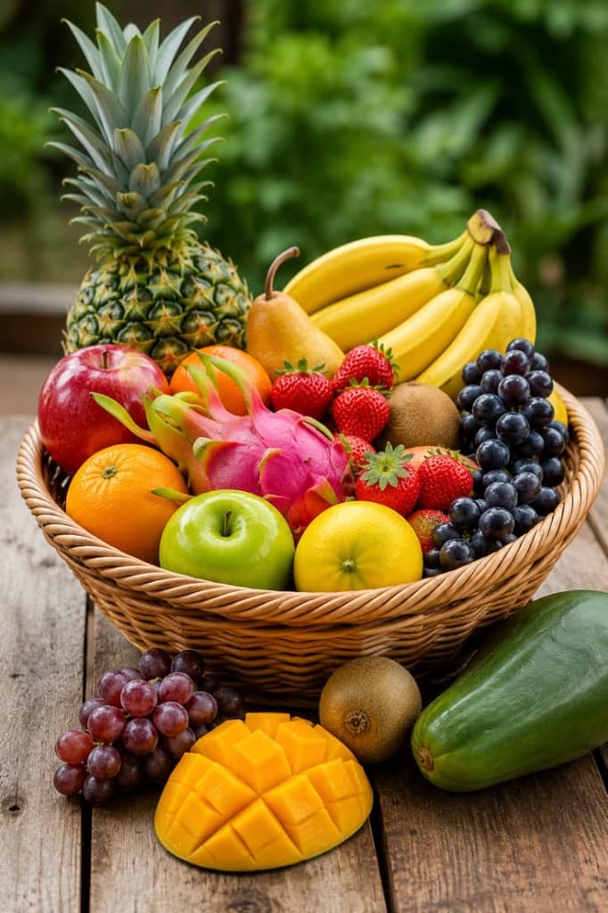 Colourful fresh fruit basket